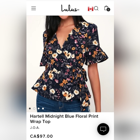 JOA Short Ruffle Sleeve Floral Wrap Blouse - Picture 4 of 4